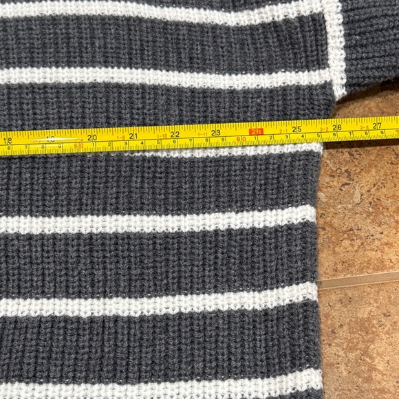 New Faherty Women Mariner Stripe Quarter Zip Sweater XL Chunky Knit Cozy Striped - Picture 12 of 13